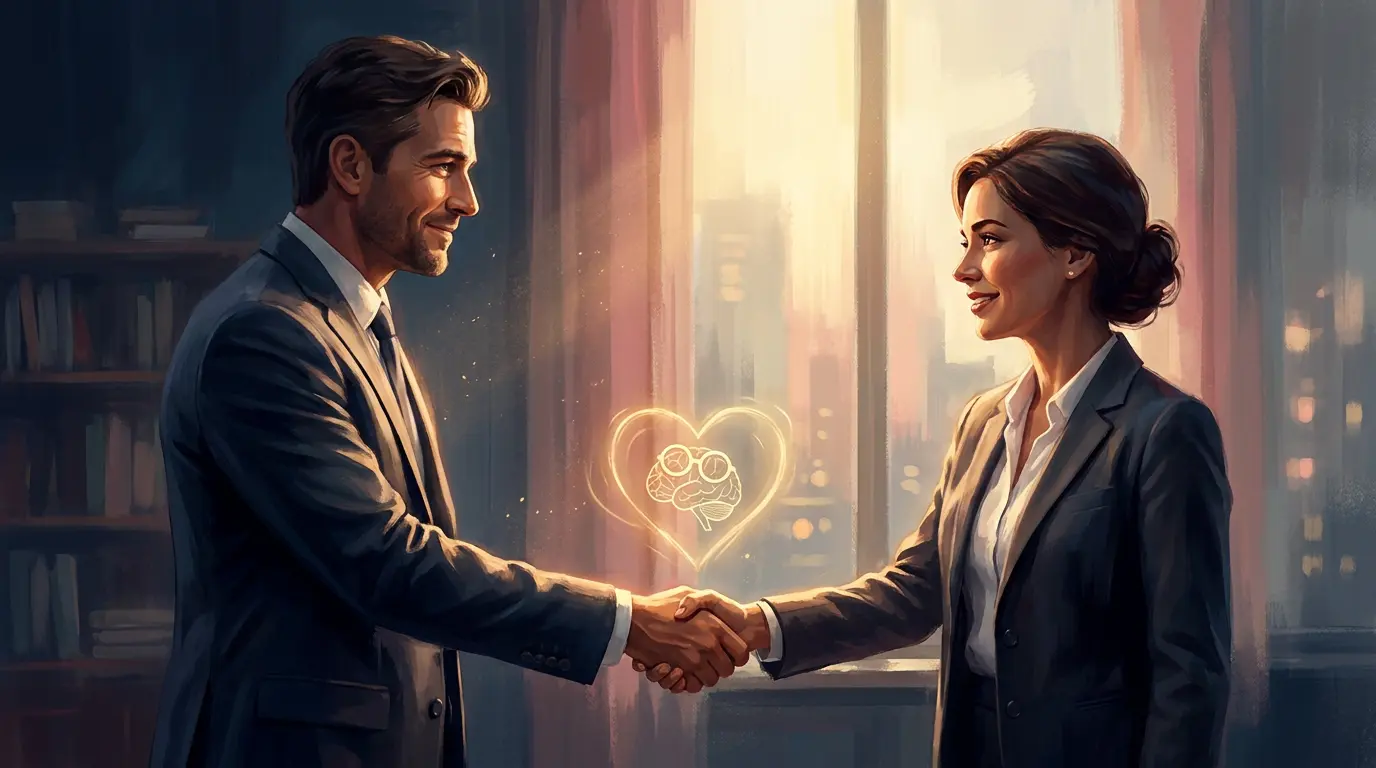Emotional intelligence and career success illustrated by a leader connecting with colleagues
